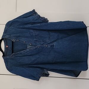 Anthropologie - Pilcro Aly Puff Sleeve  Indigo Denim Top